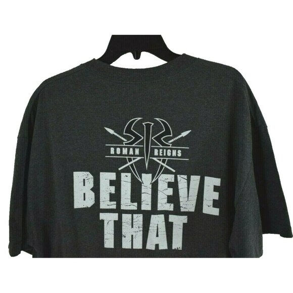 WWE Authentic Wear Mens XL Roman Reigns Hit Hard Hit Often Grey  Graphic T-Shirt - Picture 9 of 9